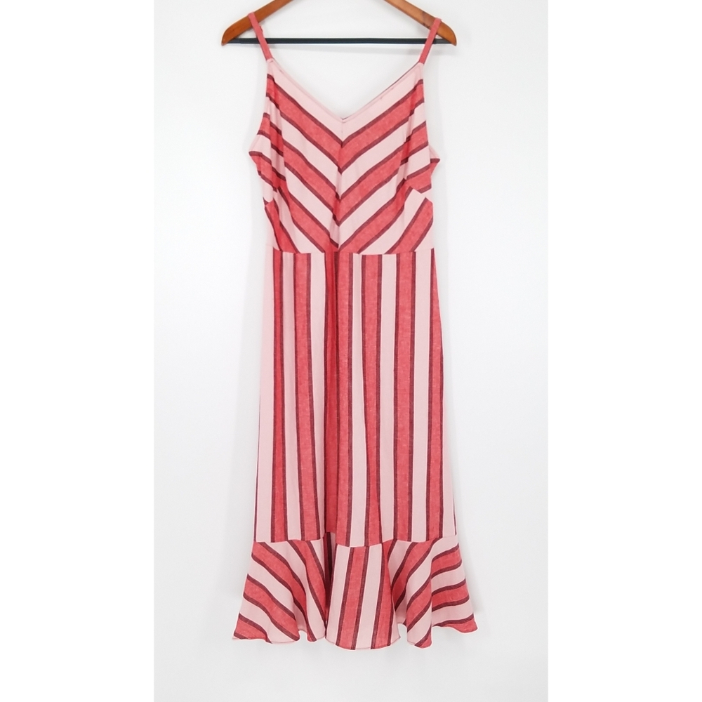 ECI Colorblock Stripe Flounce Hem Dress Size 8 NEW